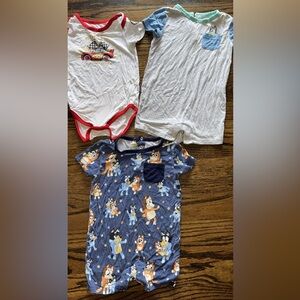 Little Sleepies Lightning McQueen Bodysuit and Bluey Rompers